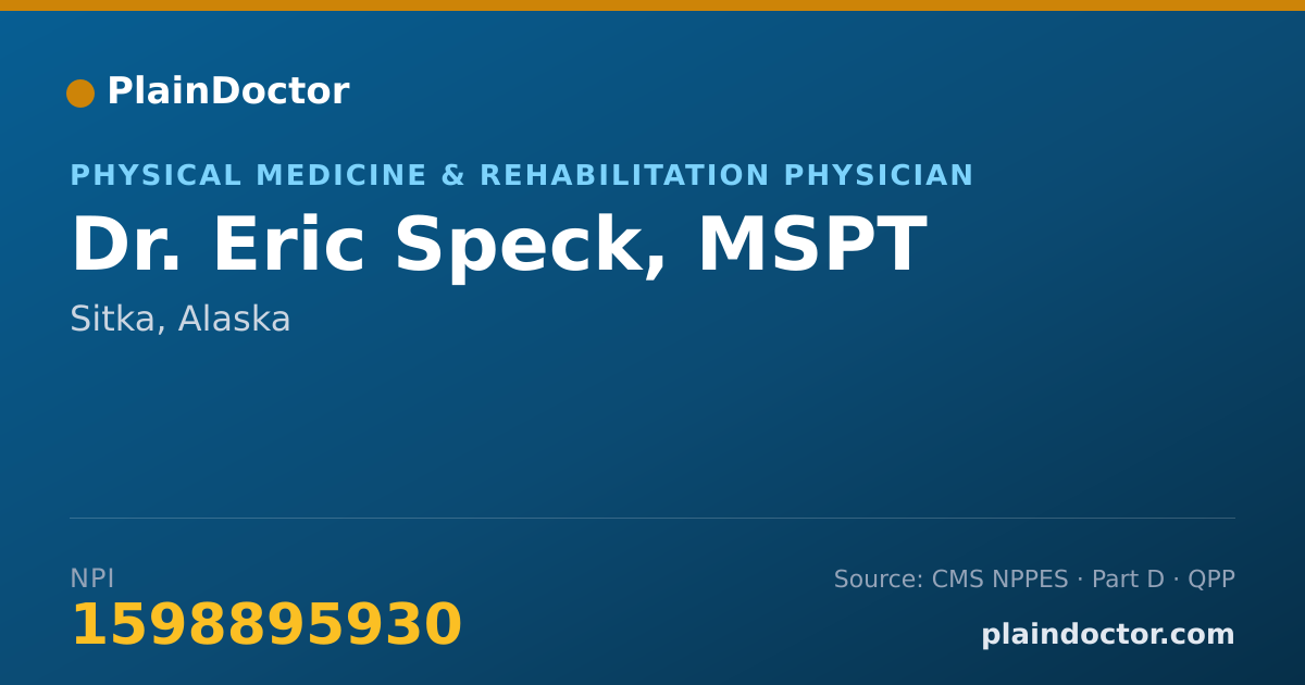 Shareable card for Eric Speck, MSPT - Physical Medicine & Rehabilitation Physician, Sitka, AK