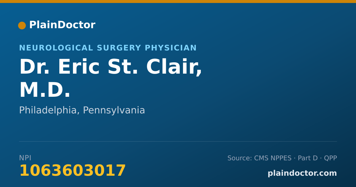 Shareable card for Eric St. Clair, M.D. - Neurological Surgery Physician, Philadelphia, PA