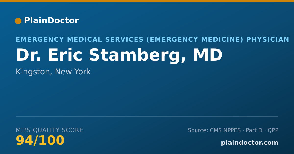 Shareable card for Eric Stamberg, MD - Emergency Medical Services (Emergency Medicine) Physician, Kingston, NY