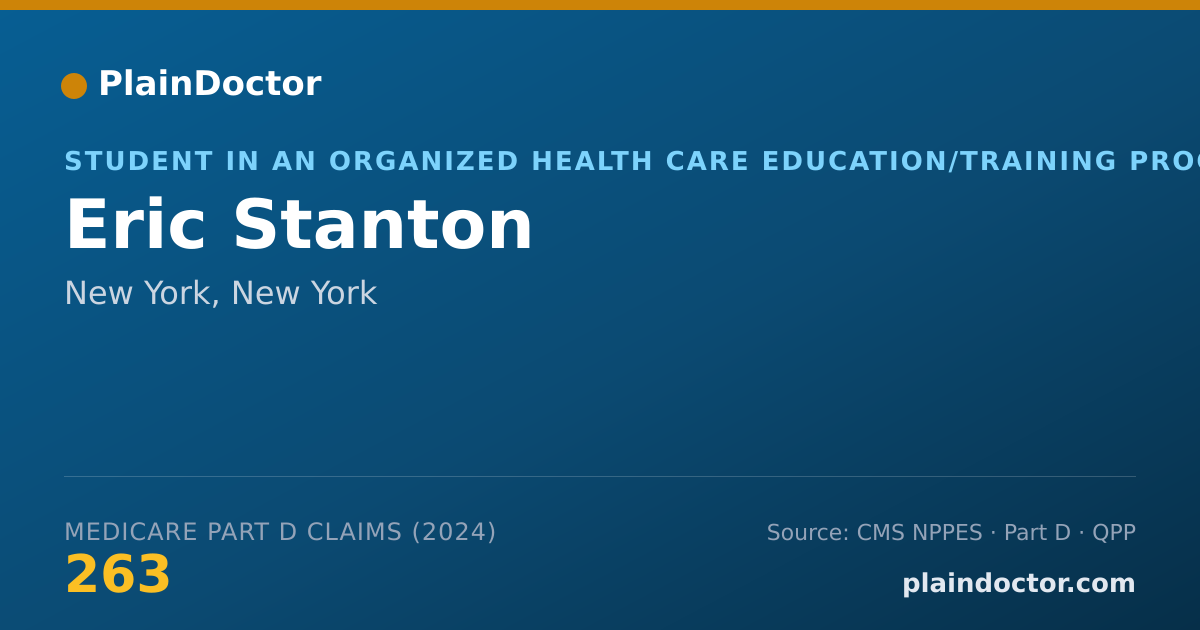 Shareable card for Eric Stanton - Student in an Organized Health Care Education/Training Program, New York, NY