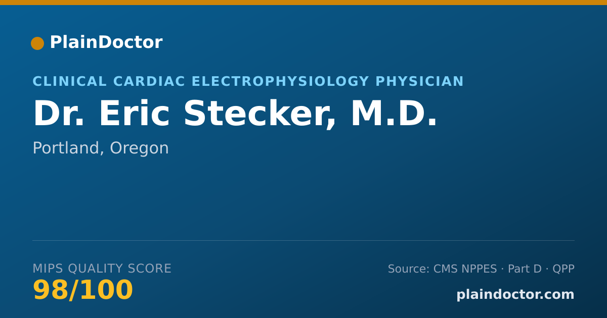 Shareable card for Eric Stecker, M.D. - Clinical Cardiac Electrophysiology Physician, Portland, OR