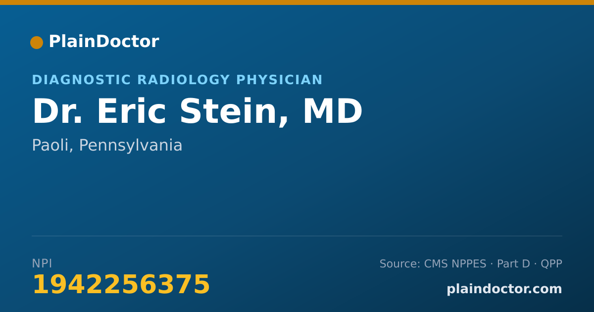 Shareable card for Eric Stein, MD - Diagnostic Radiology Physician, Paoli, PA