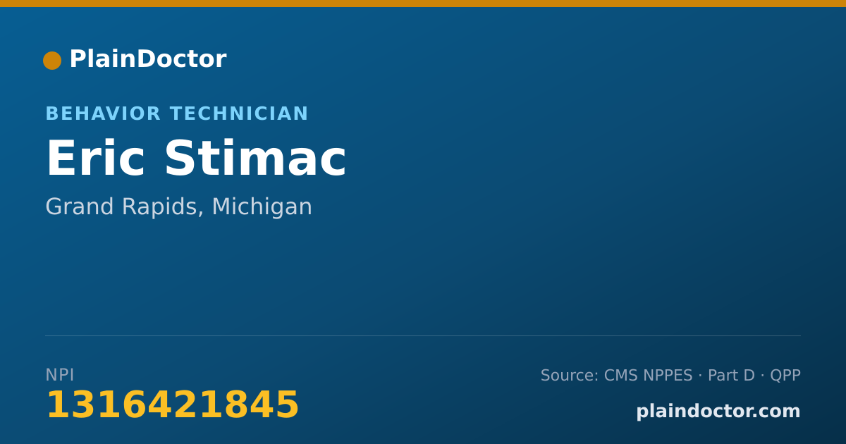 Shareable card for Eric Stimac - Behavior Technician, Grand Rapids, MI