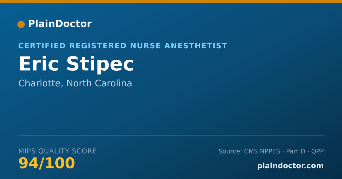 Shareable card for Eric Stipec - Certified Registered Nurse Anesthetist, Charlotte, NC