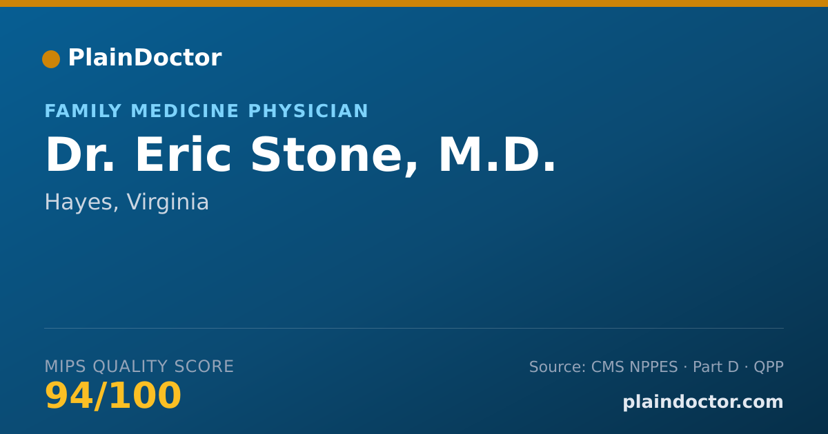 Shareable card for Eric Stone, M.D. - Family Medicine Physician, Hayes, VA