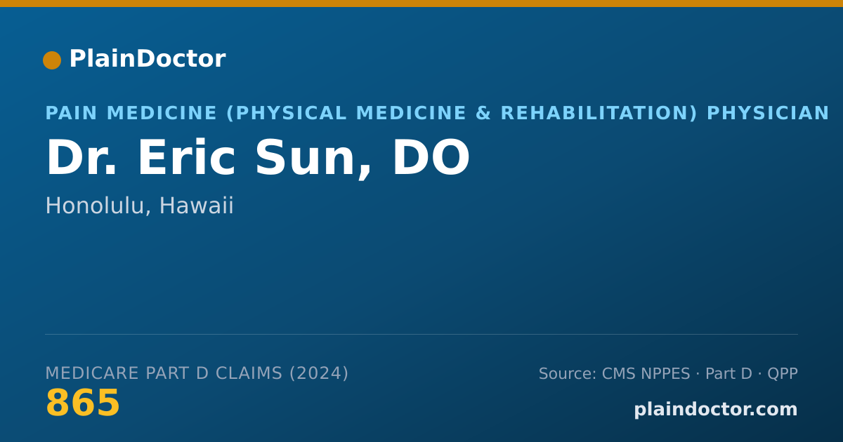 Shareable card for Eric Sun, DO - Pain Medicine (Physical Medicine & Rehabilitation) Physician, Honolulu, HI