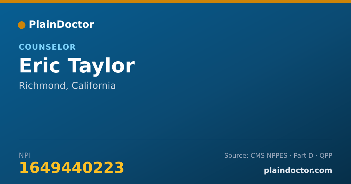 Shareable card for Eric Taylor - Counselor, Richmond, CA