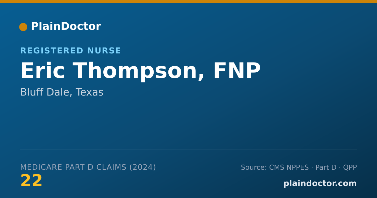 Shareable card for Eric Thompson, FNP - Registered Nurse, Bluff Dale, TX