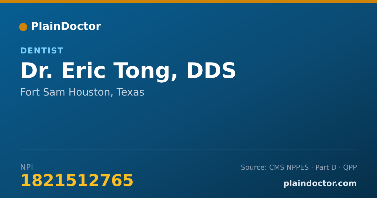 Shareable card for Eric Tong, DDS - Dentist, Fort Sam Houston, TX