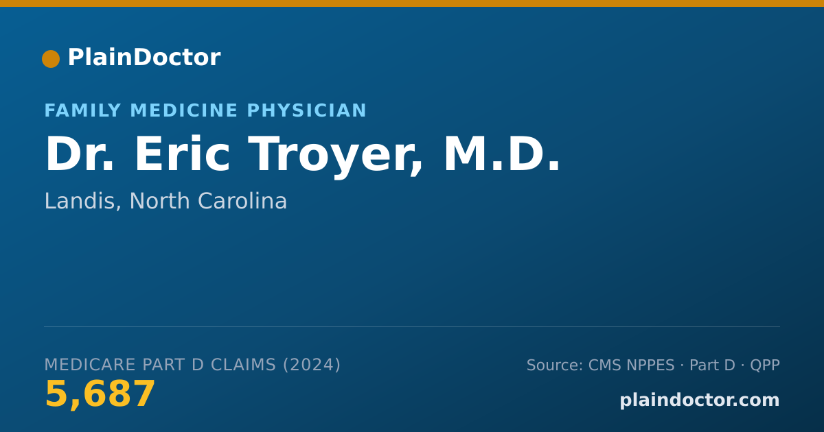 Shareable card for Eric Troyer, M.D. - Family Medicine Physician, Landis, NC