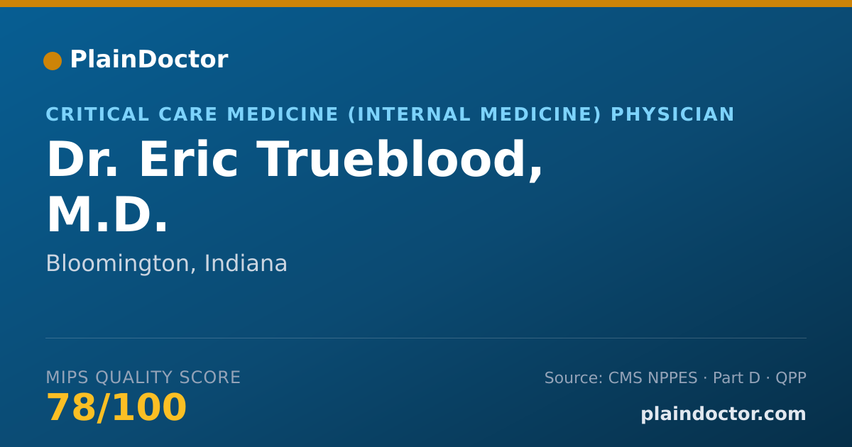 Shareable card for Eric Trueblood, M.D. - Critical Care Medicine (Internal Medicine) Physician, Bloomington, IN