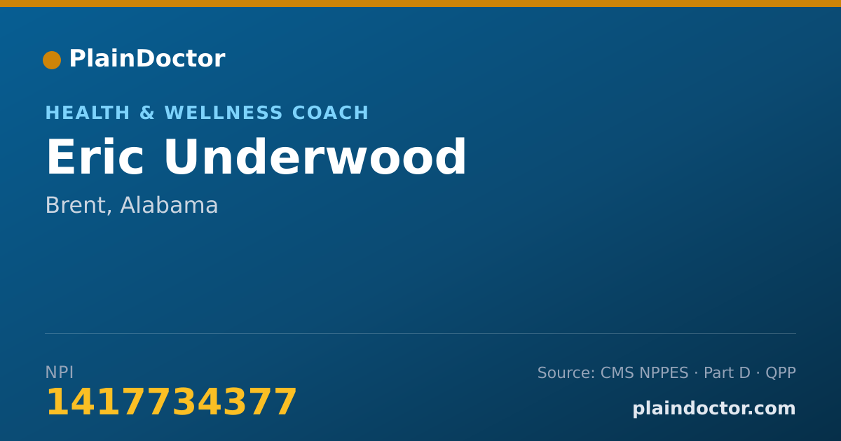 Shareable card for Eric Underwood - Health & Wellness Coach, Brent, AL