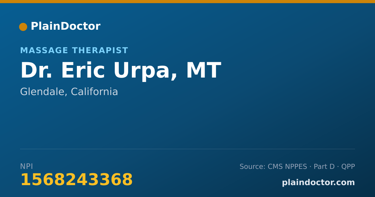 Shareable card for Eric Urpa, MT - Massage Therapist, Glendale, CA