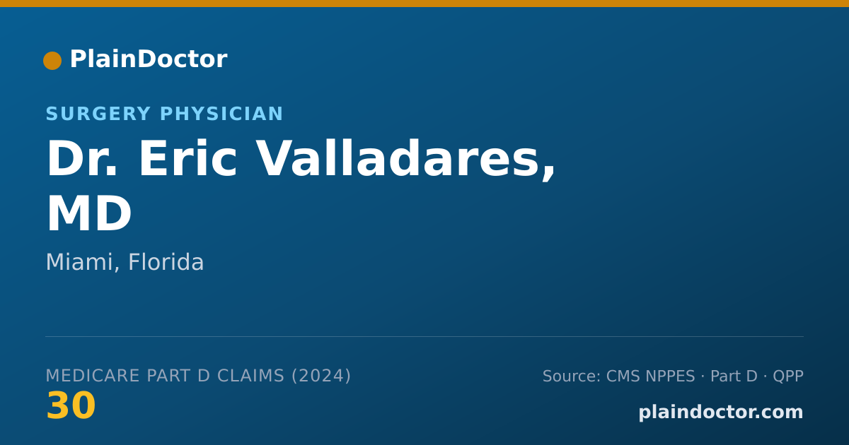 Shareable card for Eric Valladares, MD - Surgery Physician, Miami, FL