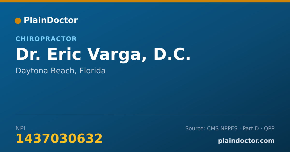 Shareable card for Eric Varga, D.C. - Chiropractor, Daytona Beach, FL