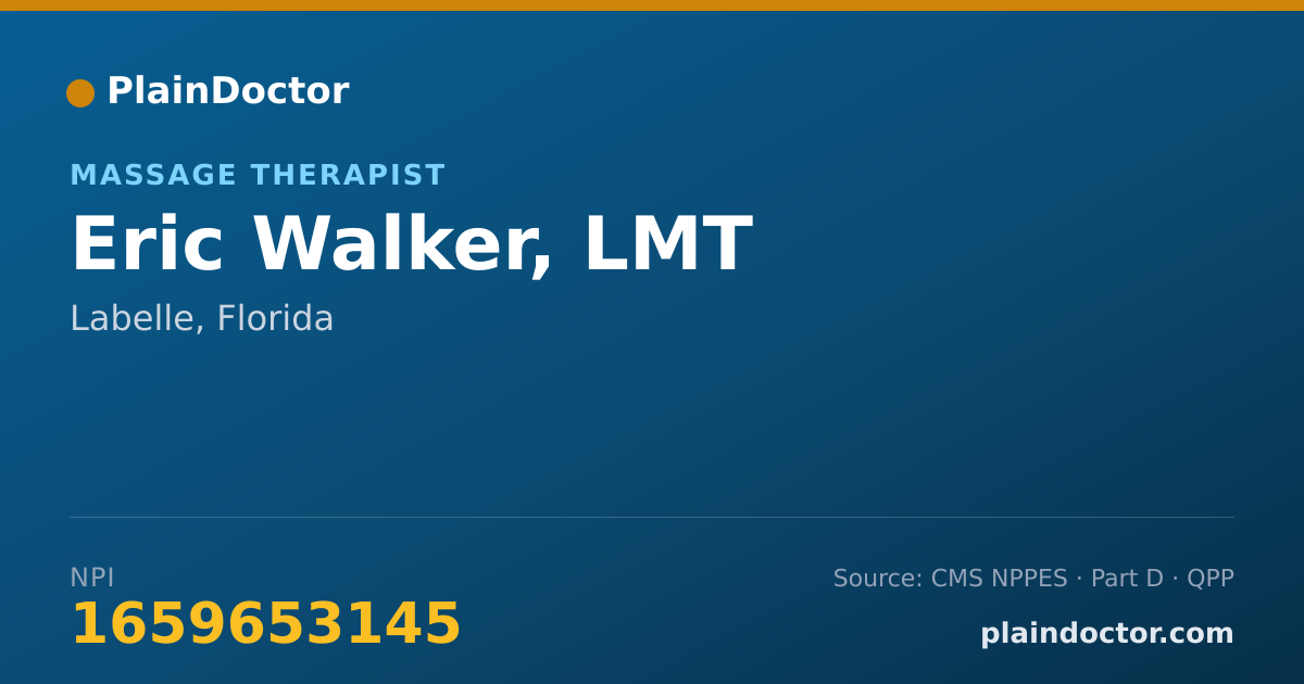 Shareable card for Eric Walker, LMT - Massage Therapist, Labelle, FL