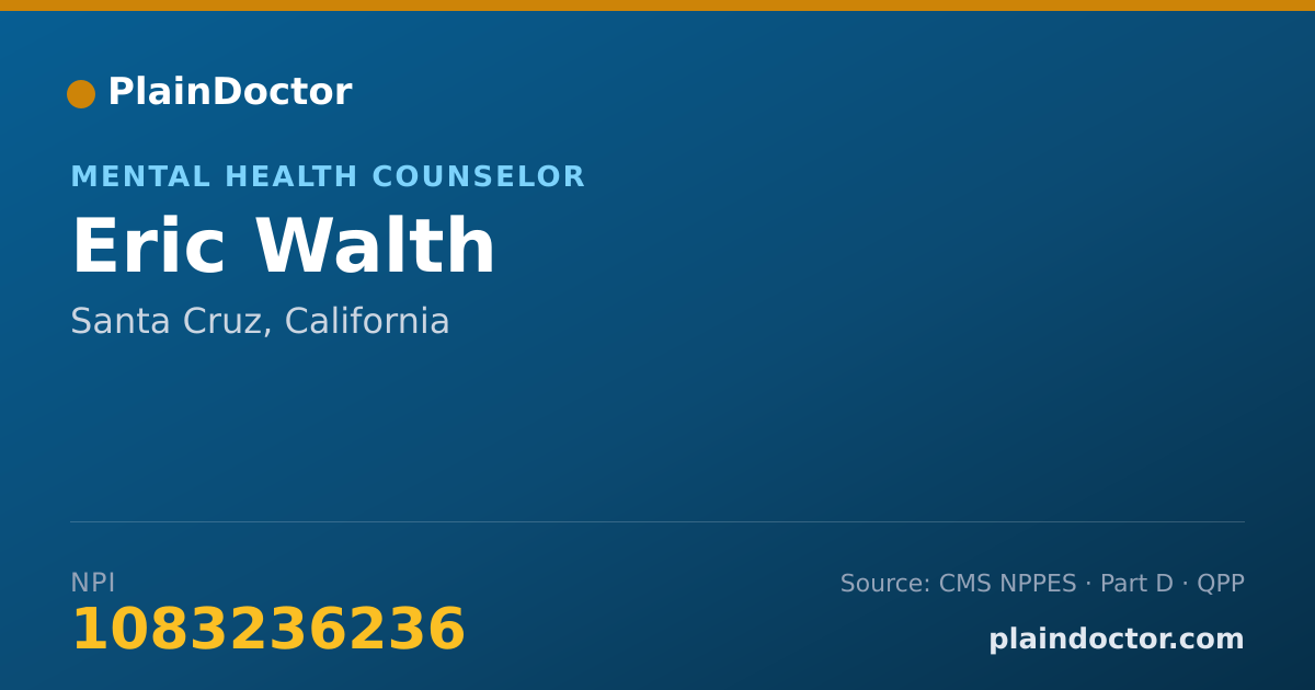 Shareable card for Eric Walth - Mental Health Counselor, Santa Cruz, CA