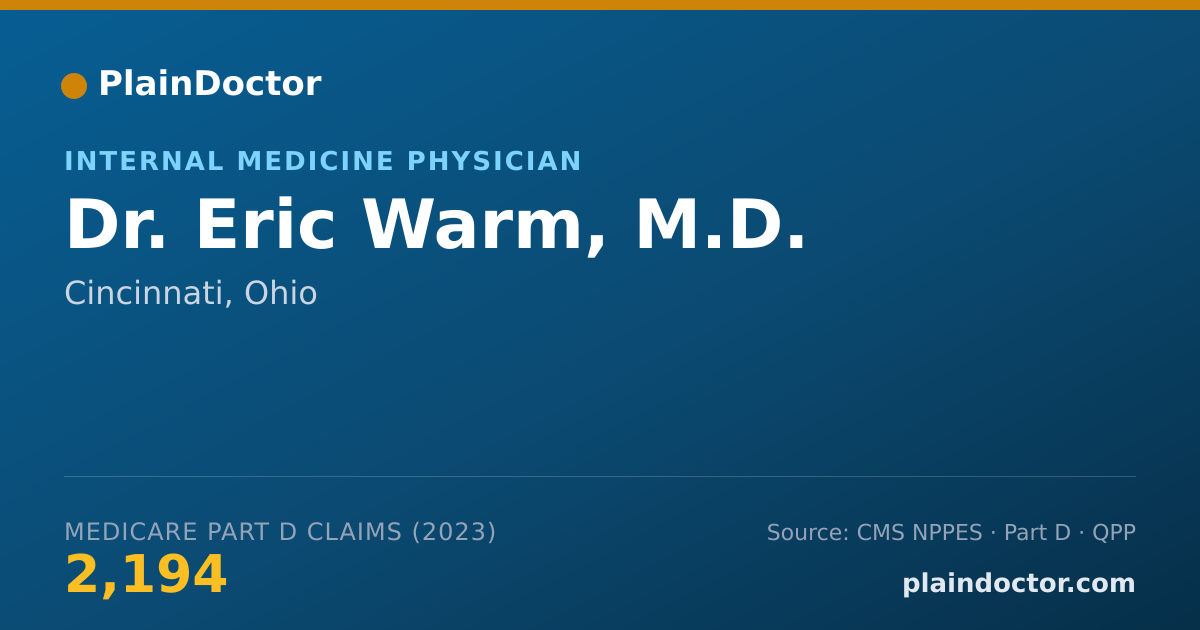 Shareable card for Eric Warm, M.D. - Internal Medicine Physician, Cincinnati, OH