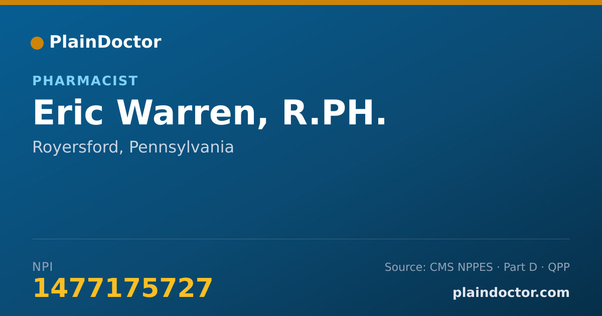Shareable card for Eric Warren, R.PH. - Pharmacist, Royersford, PA