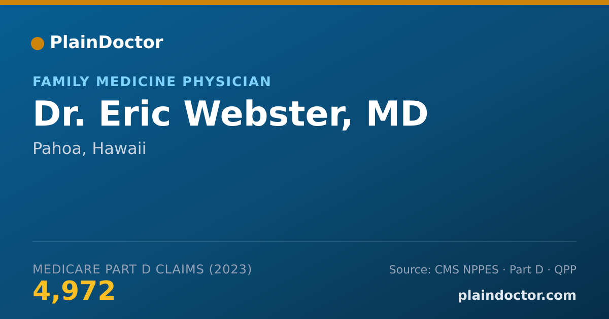 Shareable card for Eric Webster, MD - Family Medicine Physician, Pahoa, HI