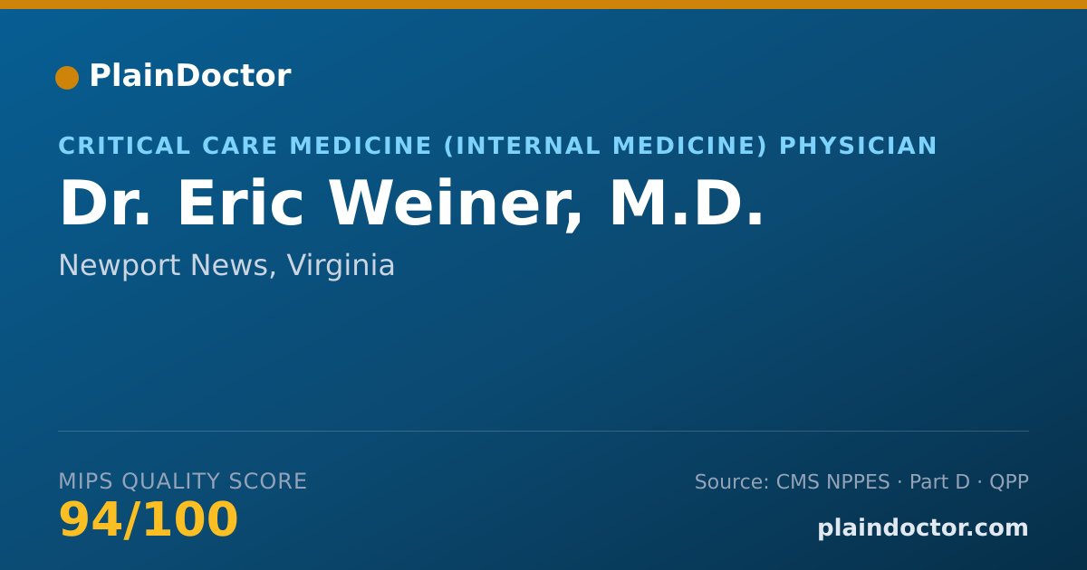Shareable card for Eric Weiner, M.D. - Critical Care Medicine (Internal Medicine) Physician, Newport News, VA