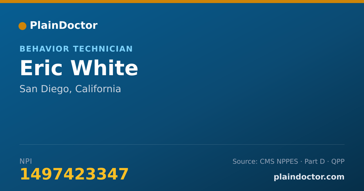Shareable card for Eric White - Behavior Technician, San Diego, CA