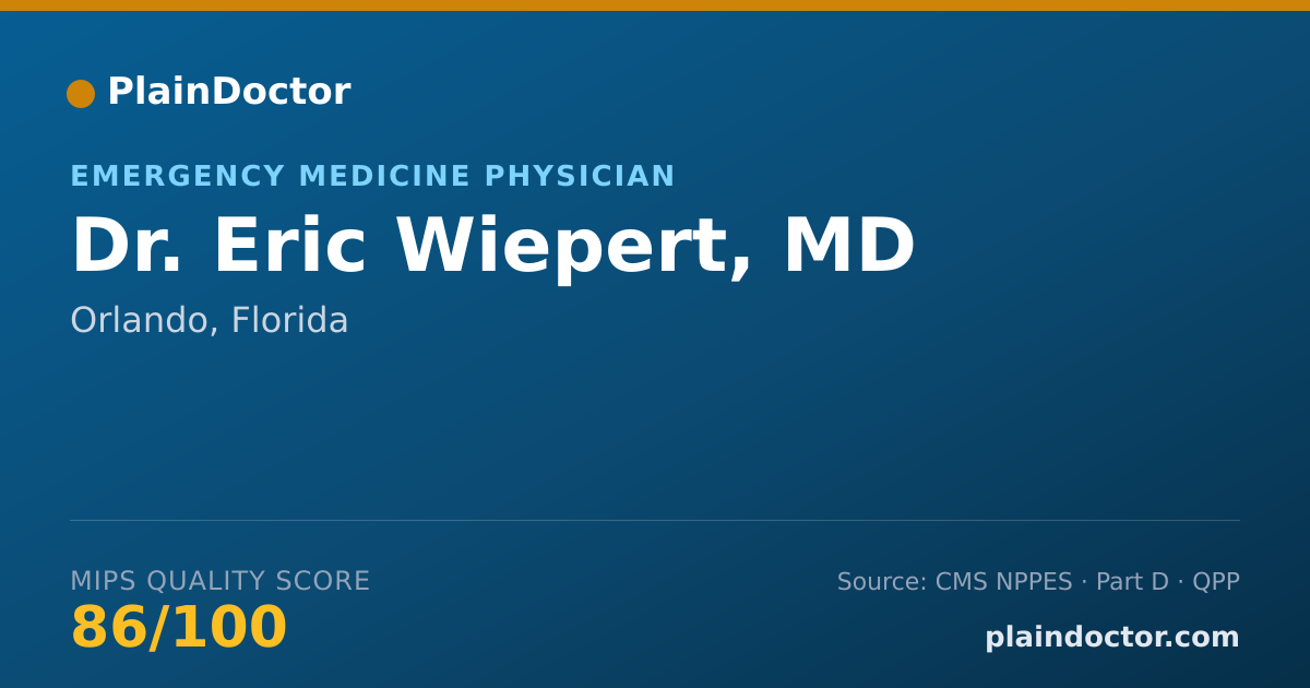 Shareable card for Eric Wiepert, MD - Emergency Medicine Physician, Orlando, FL