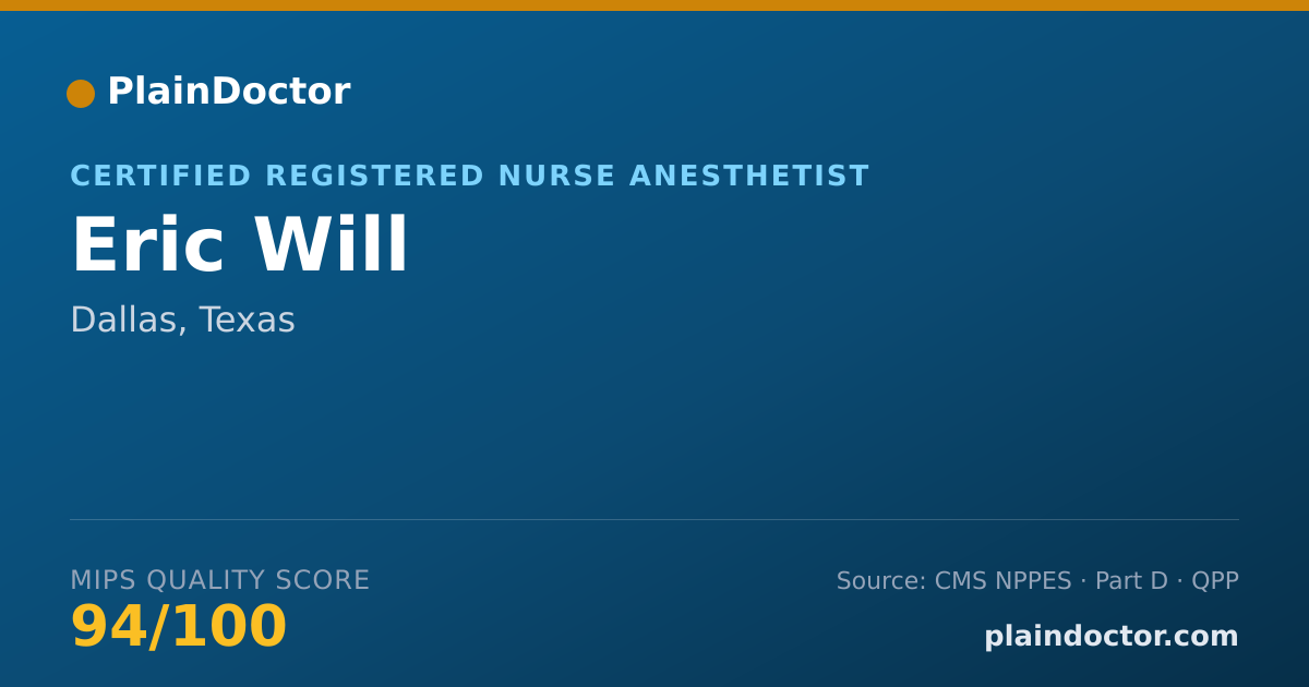 Shareable card for Eric Will - Certified Registered Nurse Anesthetist, Dallas, TX