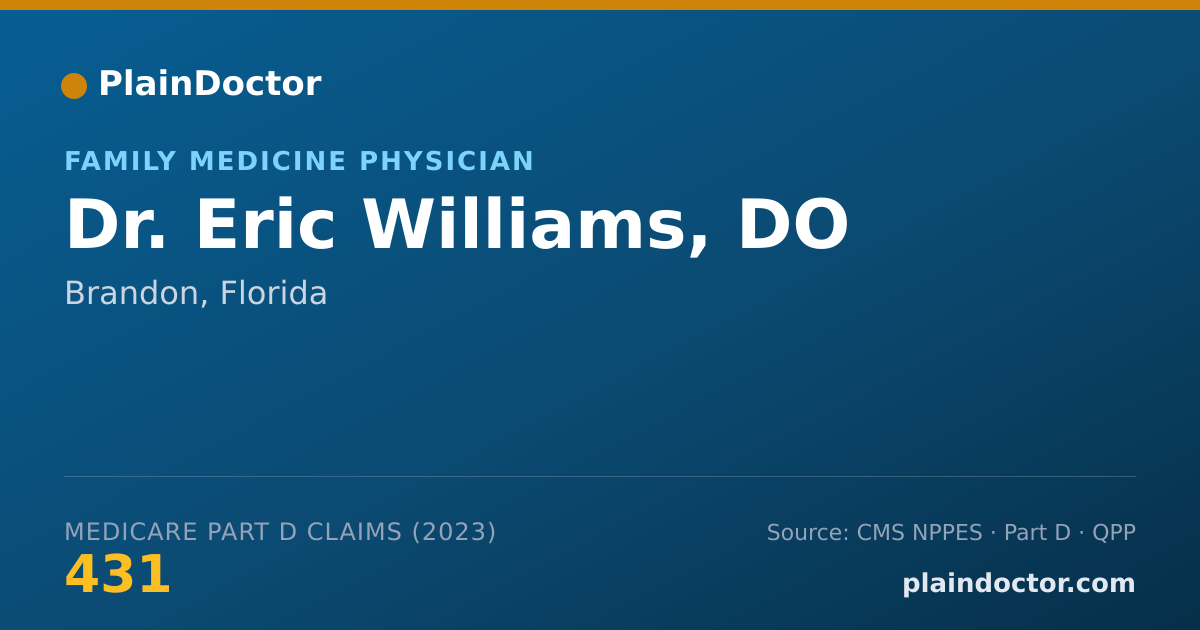 Shareable card for Eric Williams, DO - Family Medicine Physician, Brandon, FL