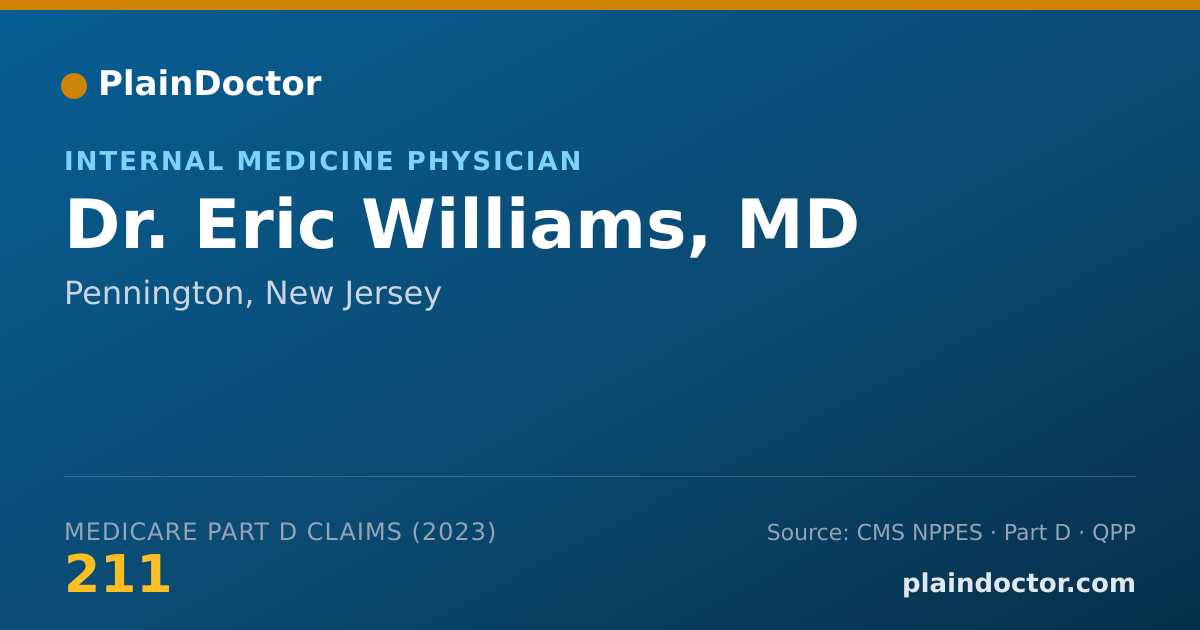Shareable card for Eric Williams, MD - Internal Medicine Physician, Pennington, NJ
