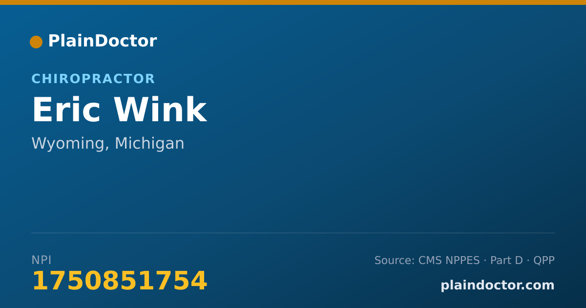 Shareable card for Eric Wink - Chiropractor, Wyoming, MI