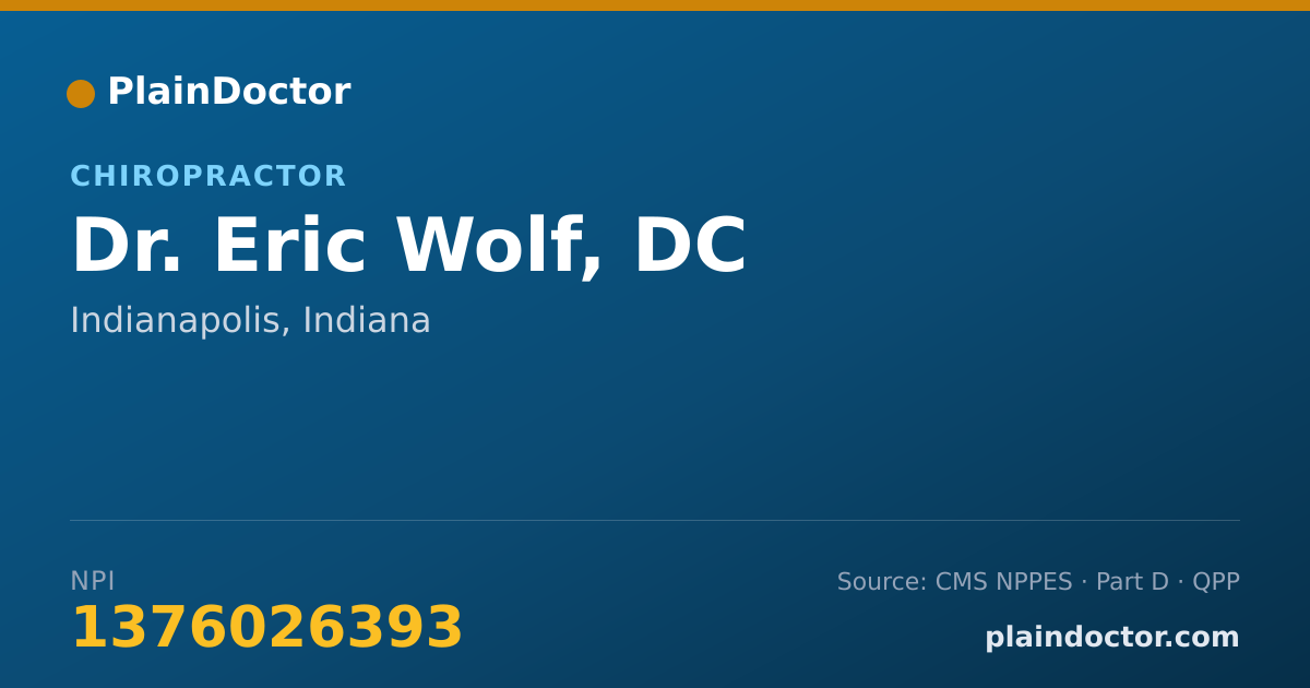 Shareable card for Eric Wolf, DC - Chiropractor, Indianapolis, IN