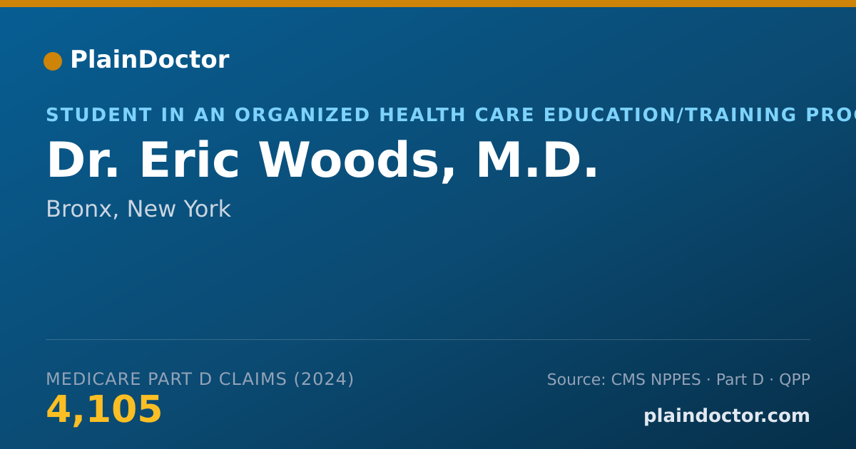 Shareable card for Eric Woods, M.D. - Student in an Organized Health Care Education/Training Program, Bronx, NY