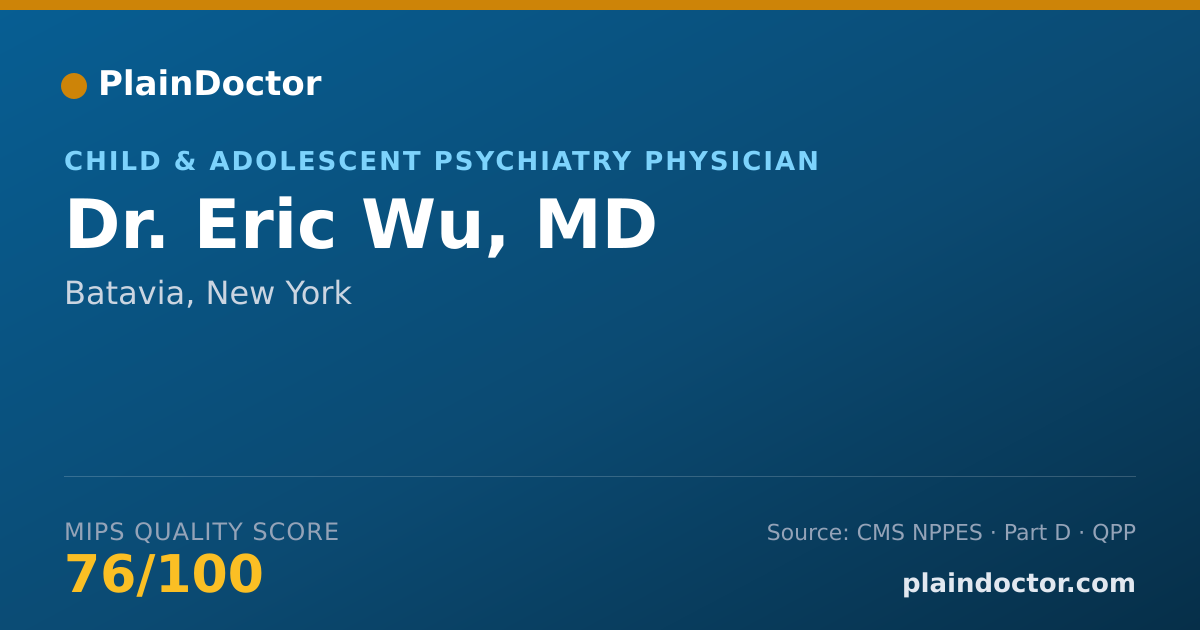 Shareable card for Eric Wu, MD - Child & Adolescent Psychiatry Physician, Batavia, NY