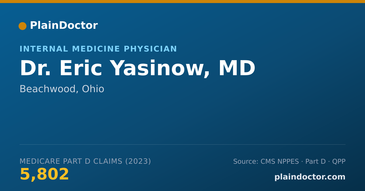 Shareable card for Eric Yasinow, MD - Internal Medicine Physician, Beachwood, OH