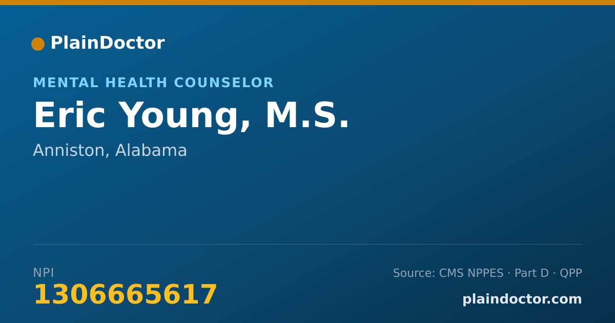 Shareable card for Eric Young, M.S. - Mental Health Counselor, Anniston, AL