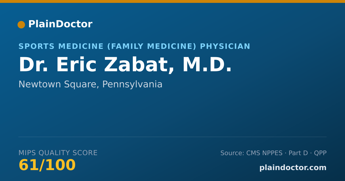 Shareable card for Eric Zabat, M.D. - Sports Medicine (Family Medicine) Physician, Newtown Square, PA