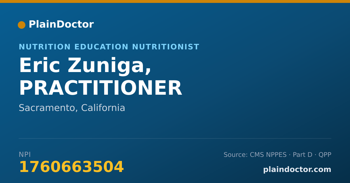Shareable card for Eric Zuniga, PRACTITIONER - Nutrition Education Nutritionist, Sacramento, CA