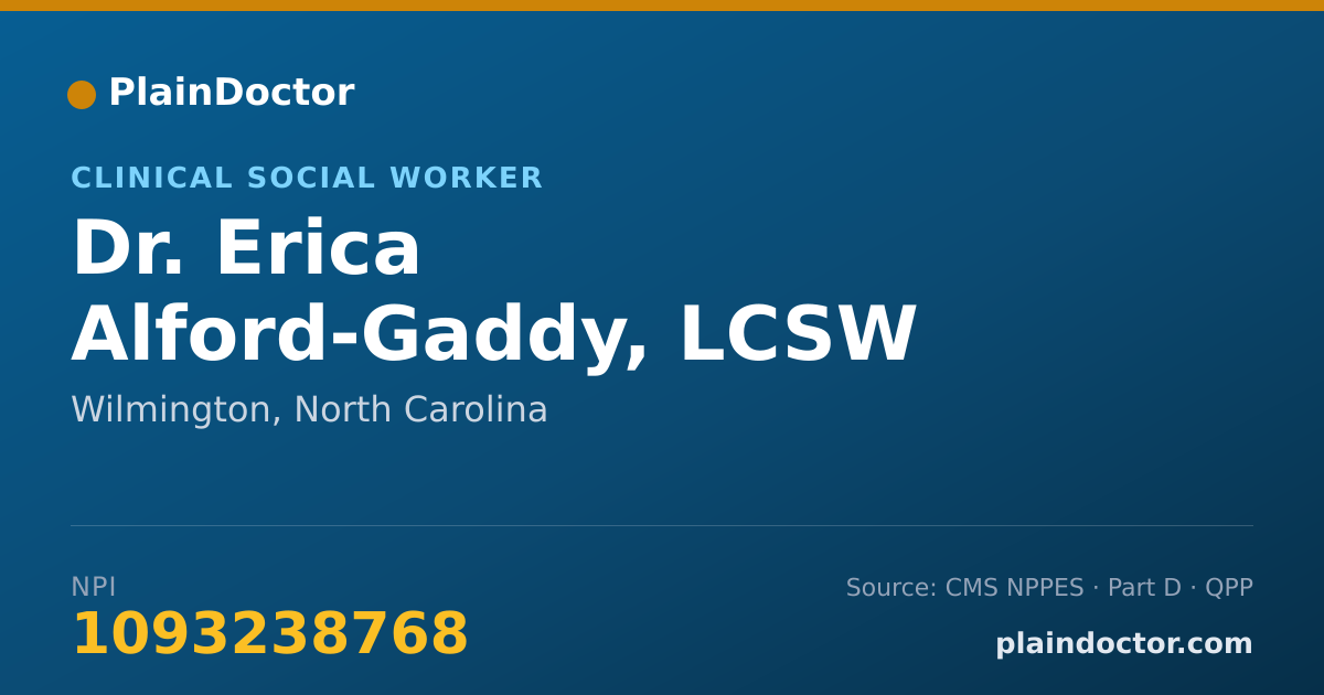 Shareable card for Erica Alford-Gaddy, LCSW - Clinical Social Worker, Wilmington, NC