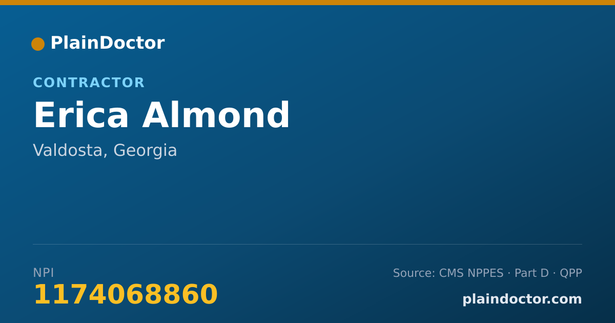 Shareable card for Erica Almond - Contractor, Valdosta, GA