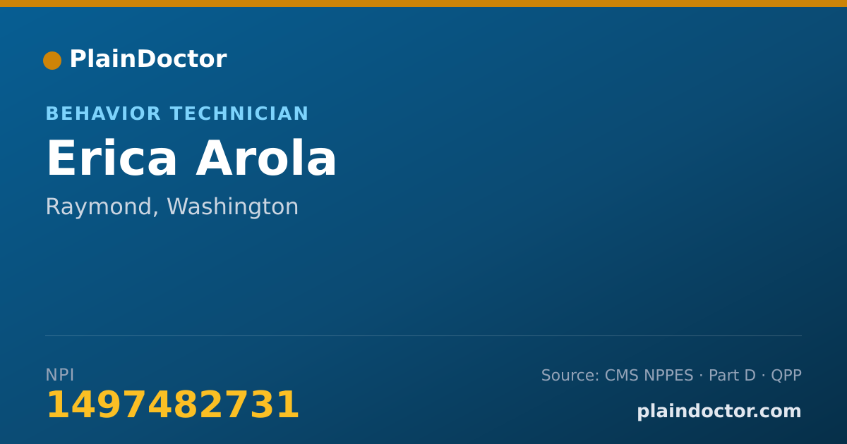 Shareable card for Erica Arola - Behavior Technician, Raymond, WA