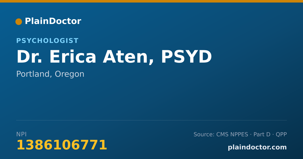 Shareable card for Erica Aten, PSYD - Psychologist, Portland, OR