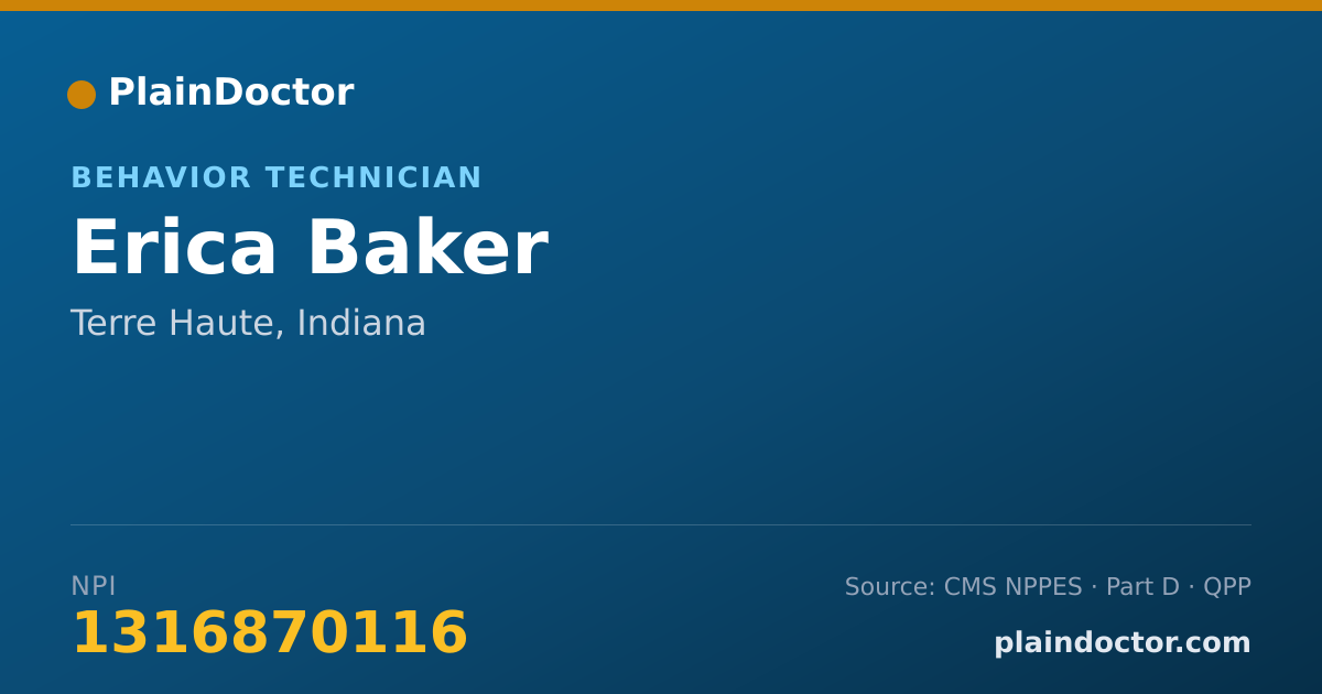 Shareable card for Erica Baker - Behavior Technician, Terre Haute, IN