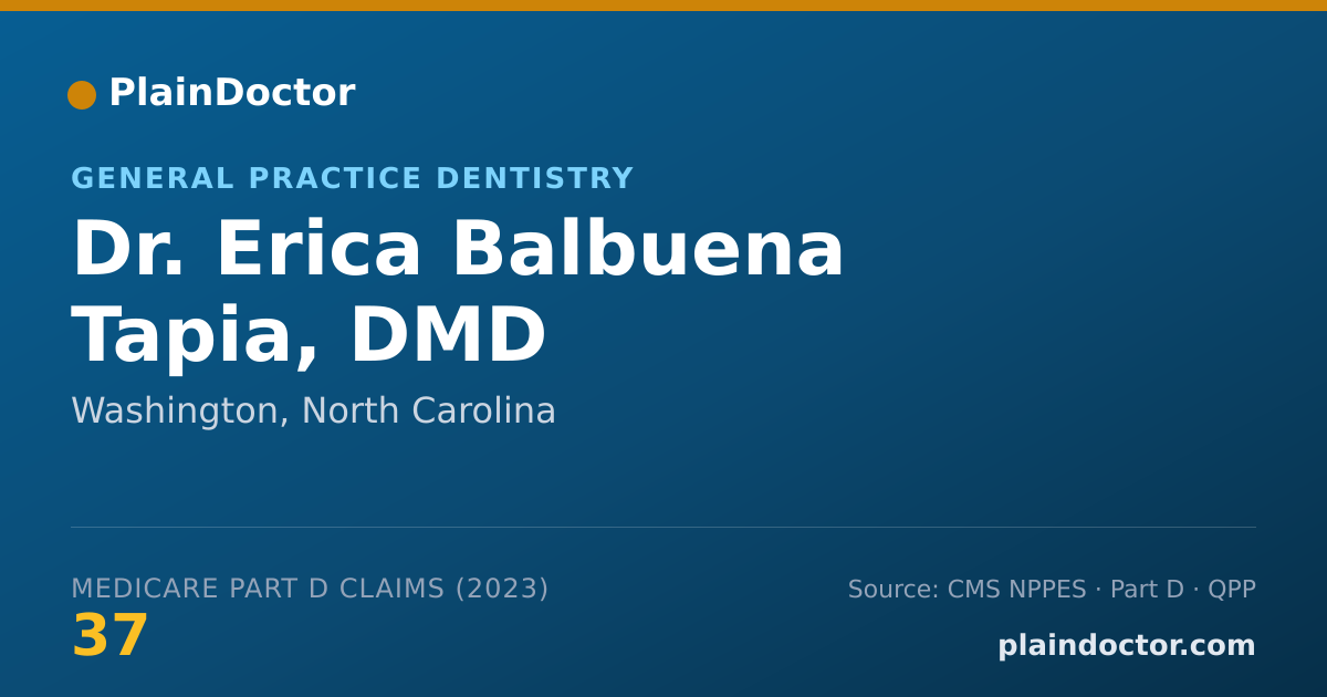 Shareable card for Erica Balbuena Tapia, DMD - General Practice Dentistry, Washington, NC