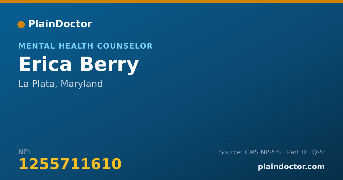 Shareable card for Erica Berry - Mental Health Counselor, La Plata, MD