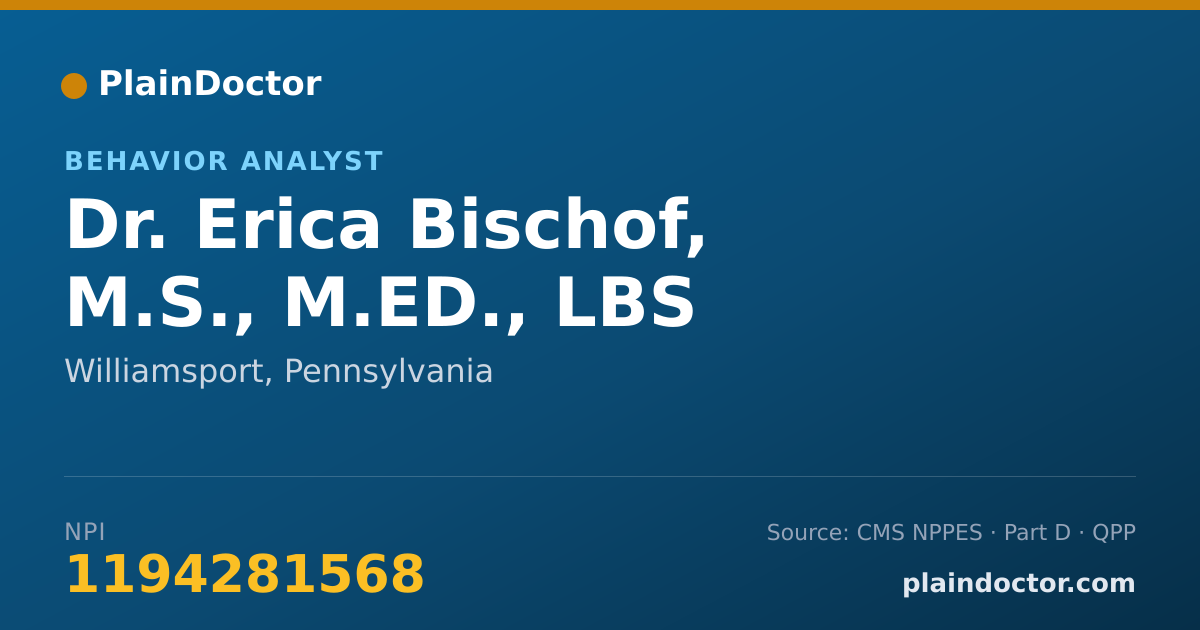 Shareable card for Erica Bischof, M.S., M.ED., LBS - Behavior Analyst, Williamsport, PA