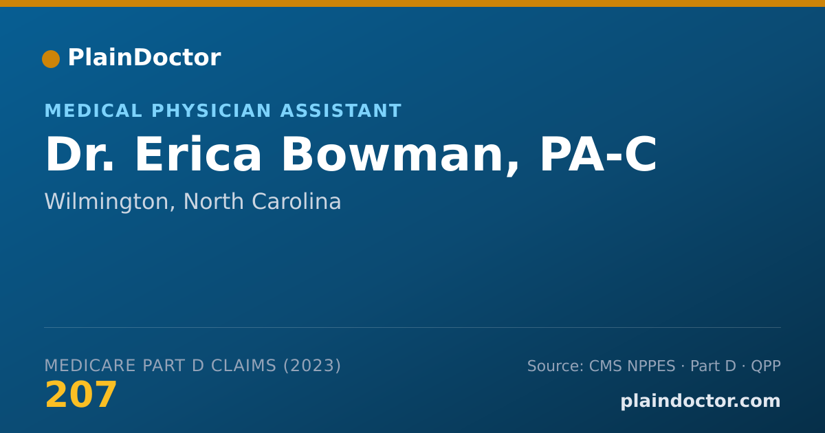 Shareable card for Erica Bowman, PA-C - Medical Physician Assistant, Wilmington, NC