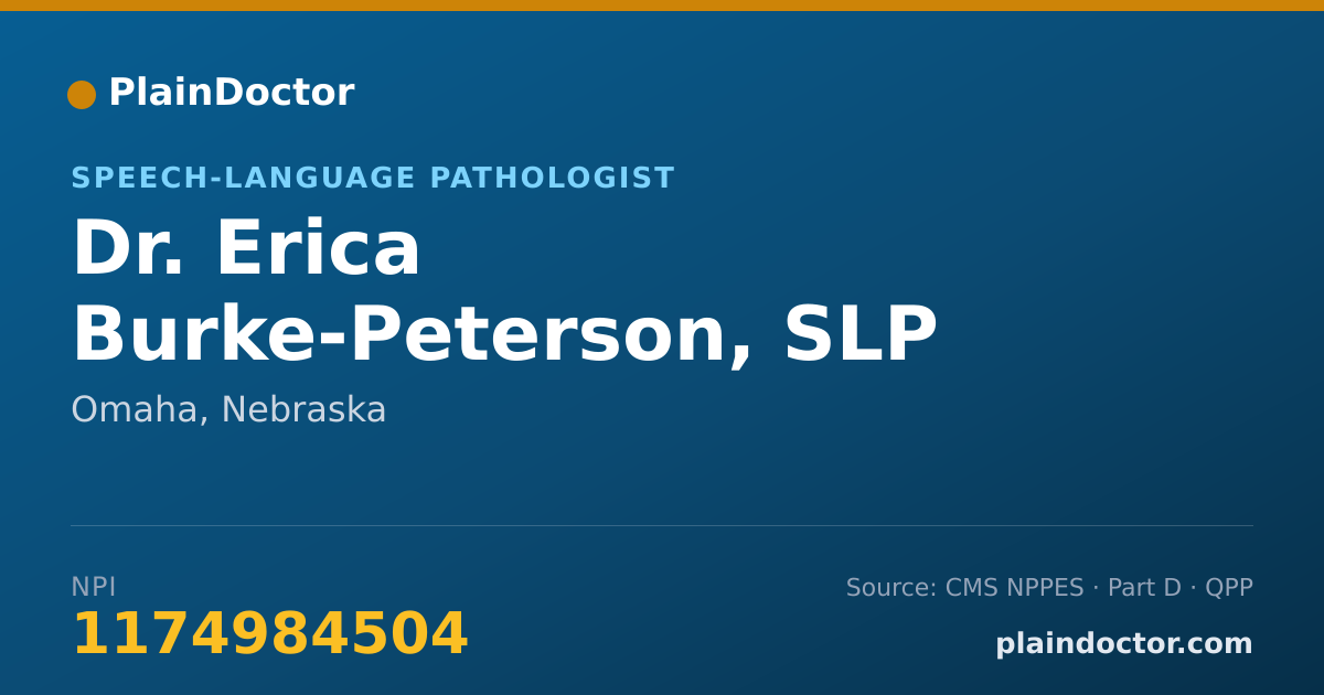 Shareable card for Erica Burke-Peterson, SLP - Speech-Language Pathologist, Omaha, NE