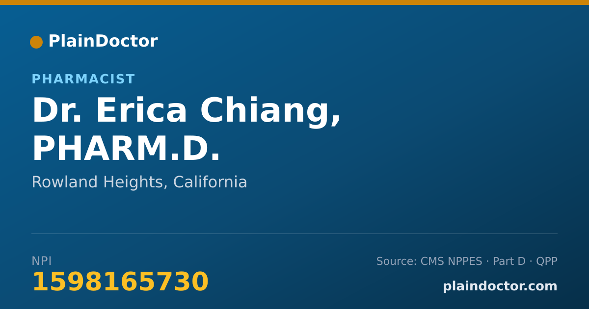 Shareable card for Erica Chiang, PHARM.D. - Pharmacist, Rowland Heights, CA