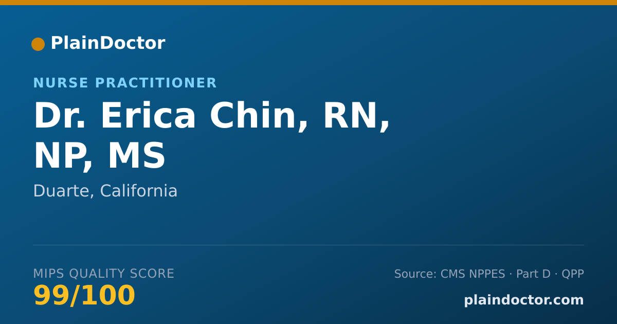 Shareable card for Erica Chin, RN, NP, MS - Nurse Practitioner, Duarte, CA